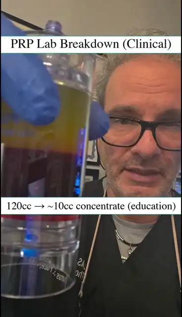 Thomas Pulice PA-C demonstrating EZ Gel PRF preparation — 120cc blood draw centrifuge process, Las Vegas Aesthetics